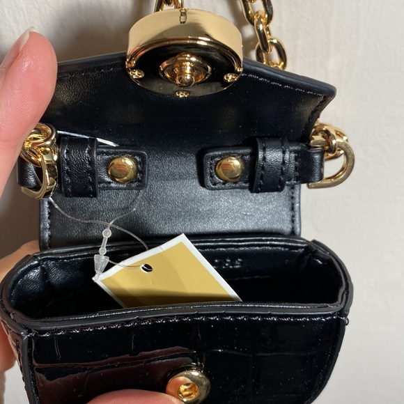 Black patent leather Michael Kors AirPod Pro Case with strap. - Picture 5 of 7